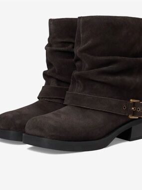 Michael Kors Colby Suede Slouch Ankle Boots in Dark Brown